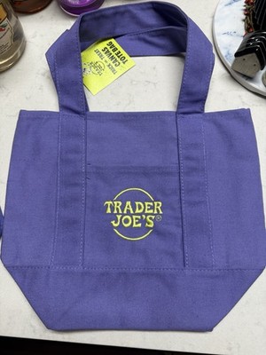 Trader Joe's NEW   RARE Embroidered PASTEL MINI CANVAS REUSABLE 1 TOTE BAG  