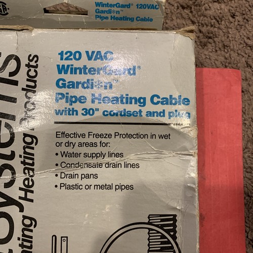 Raychem Heatsystems Wintergard Gardian Pipe Heating Cable W51-12P Cable - Picture 2 of 4