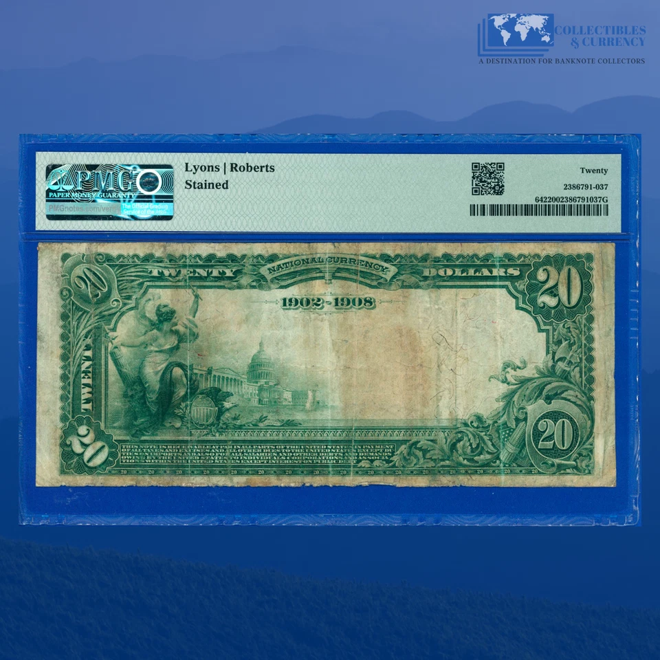 1902 DB $20 Merchants National Bank Indianapolis, IN, Charter #869, PMG VF 20 - Image 2 of 3