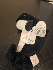 1996 Original Ty Beanie Baby- Waves the Whale with Echo the Dolphin Tags