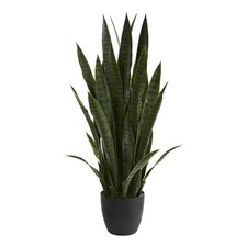 Nearly Natural 38" Sansevieria Artificial Plant in Green/Black
