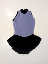 REBEL Ice Figure Skating Baton Twirling Dance Skirted Dress Leotard Medium VELOU