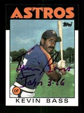 1986 Topps 458 Kevin Bass signed auto autograph  John 3:16 purple sharpie ASC BX