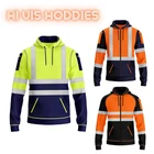 Mens Hi Vis Pullover Hoodie High Visibility Safety Workwear with Reflective Tape