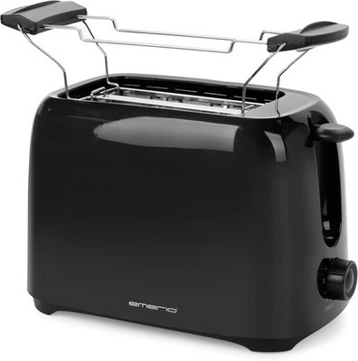 Emerio TO-128676.3 Toaster   2 Scheiben, 700 Watt, Brötchenaufsatz, Schwarz
