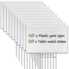 Blank Yard Signs with Stakes, Remiawy 10 Pack Lawn Signs Corrugated Plastic