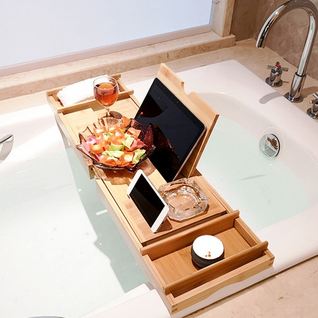 Bath 28 41 Bathtub Caddy Wood Bathroom Bath Tub Rack Tray For Cloth Book Ipad Tablet Home Garden Mbln Org