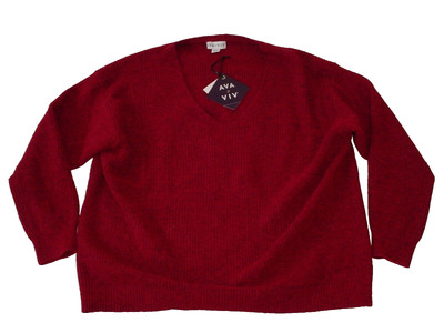 Ava & Viv V-Neck Pullover Sweater Red 2X NWT
