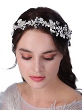 Gold Wedding Hair Vine Leaf Pearl Bridal Headpiece Flower Accessories