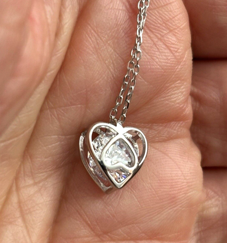 Collar de plata de ley Rachel Zoe con corazón de cristal circonita nuevo con etiqueta