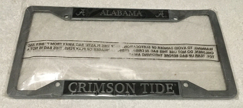 Alabama Crimson Tide 4 Corner Pewter Style License Plate Frame NEW