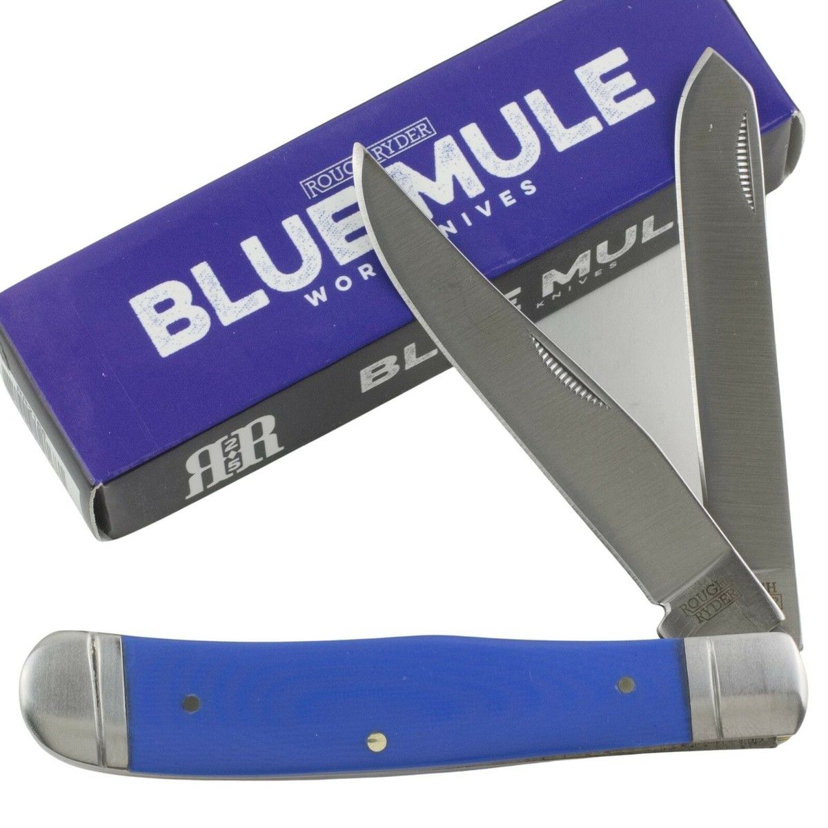 Rough Ryder Blue Mule Trapper Pocket Knife RR2168 G10 Handle | eBay