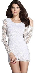 Sexy White Bridal Lace Long Sleeve Shorts Romper One Piece Party Outfit Sm Ebay