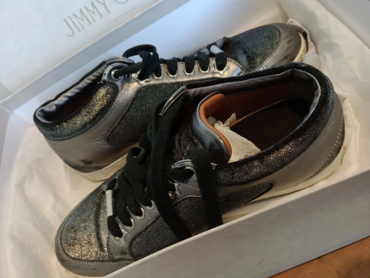 Jimmy choo miami suede and fine glitter best sale trainers
