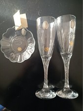 calici flute da champagne set di 2 in cristallo e argento,  porta snack dedicato