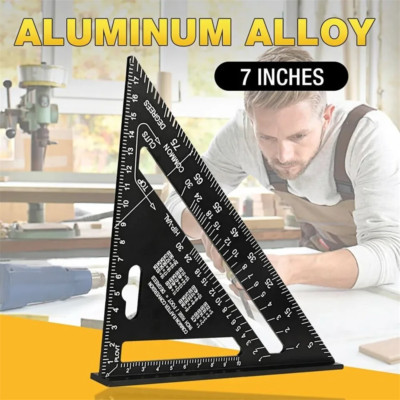 7inch Metric Triangle Ruler High Precision Aluminum Alloy Protractor Framing Lay