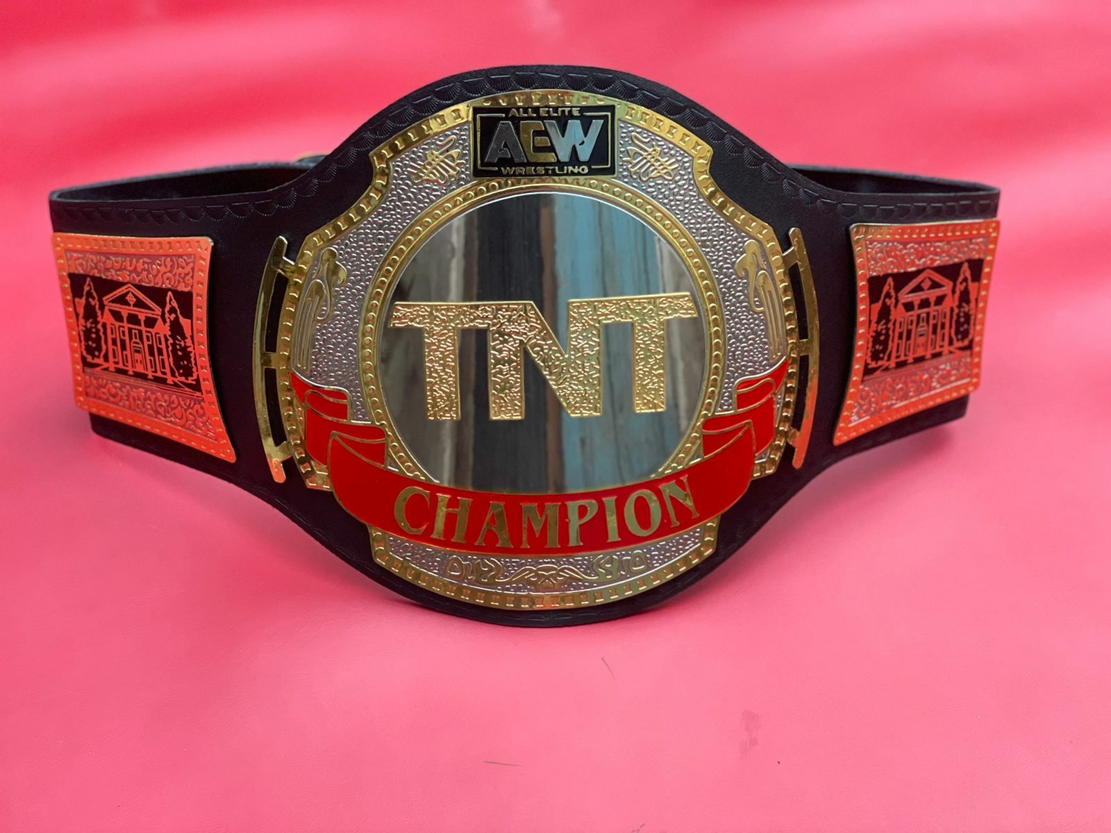 NEW AEW TNT BELT WRESTLING CHAMPIONSHIP BLACK LEATHER REPLICA BELT FREE
