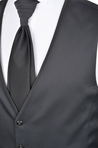 Herrenanzug mit Hochzeitweste, Plastron, Brosche Gr.58 Schwarz - Bild 2 von 3