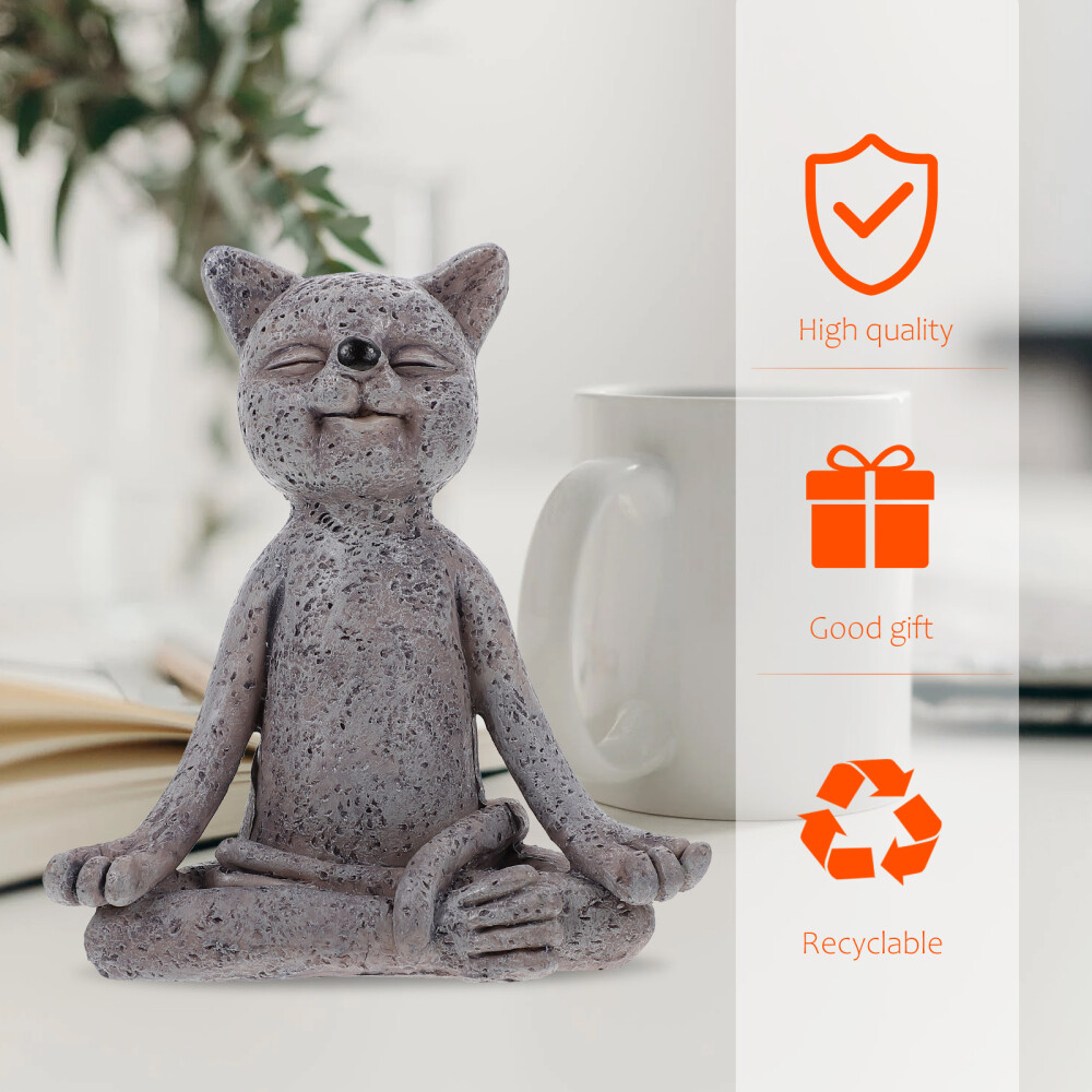 Synthetic Resin Meditation Cat Ornament Animal Garden Statue eBay