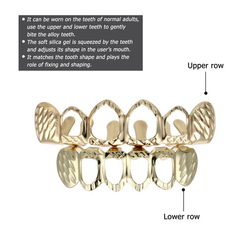 1 Set Hollow out Hip Hop Teeth Hip Hop Jewelry Teeth Bottom Set Teeth Grill Set - Afbeelding 8 van 12