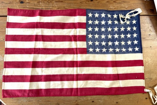VTG DEFIANCE 48-Star US AMERICAN Flag Stars & Stripes WWII Era 24" by 15" - Picture 10 of 10