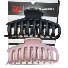 2 Count Jumbo Matte Hair Clips  Black  Pink 