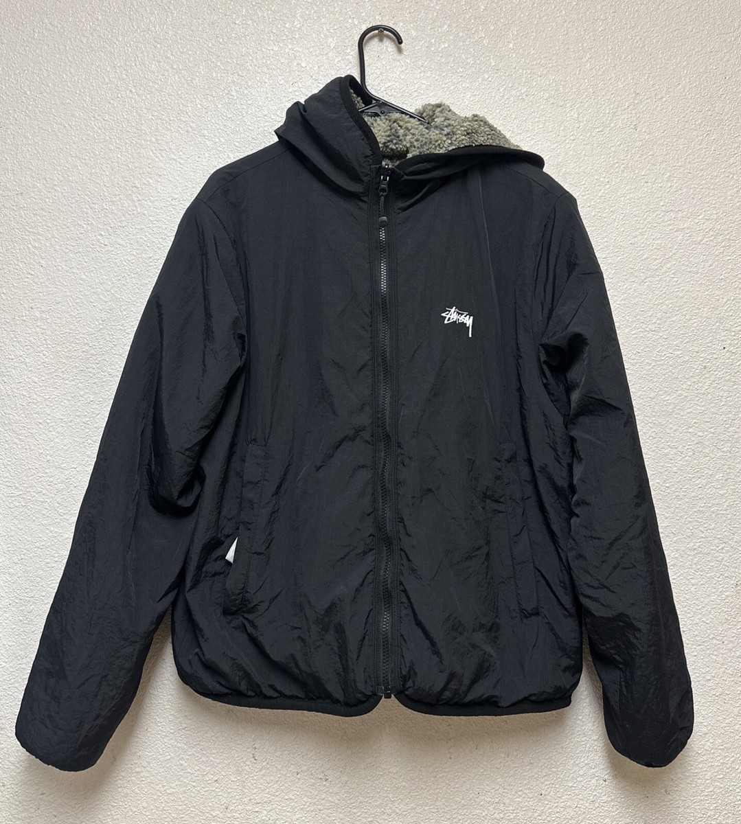 Stussy Snake Jacquard Reversible Sherpa Hooded Jacket Men's Sz