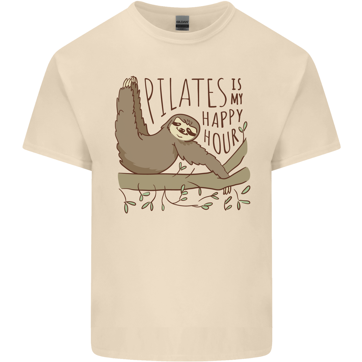 Pilates My Happy Hour Funny Yoga Sloth Mens Light Cotton T-Shirt