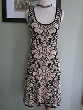 Love Fire Floral Black White Knit Dress Size M