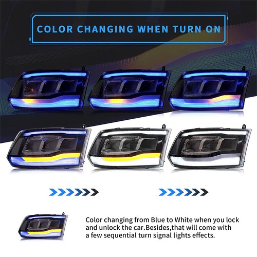 VLAND Full LED Headlights w/Dynamic DRL Lamps For 09-18 Dodge Ram 1500/2500/3500 - Imagen 5 de 15