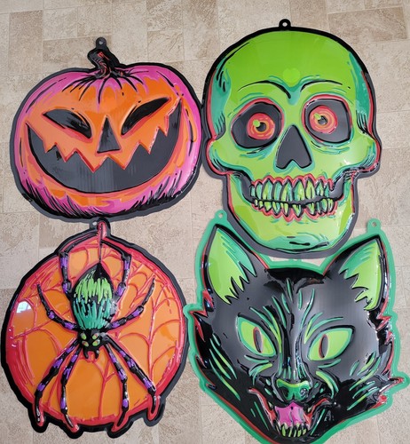 4 Halloween Hyde & Eek Neón Decoración Pared Araña Calavera Calabaza Gato Estilo Vintage - Imagen 3 de 15