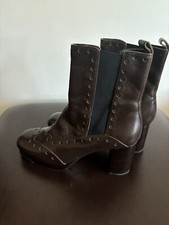 Orla Kiely Dixie Ankle Boots Brown  Size 8 New