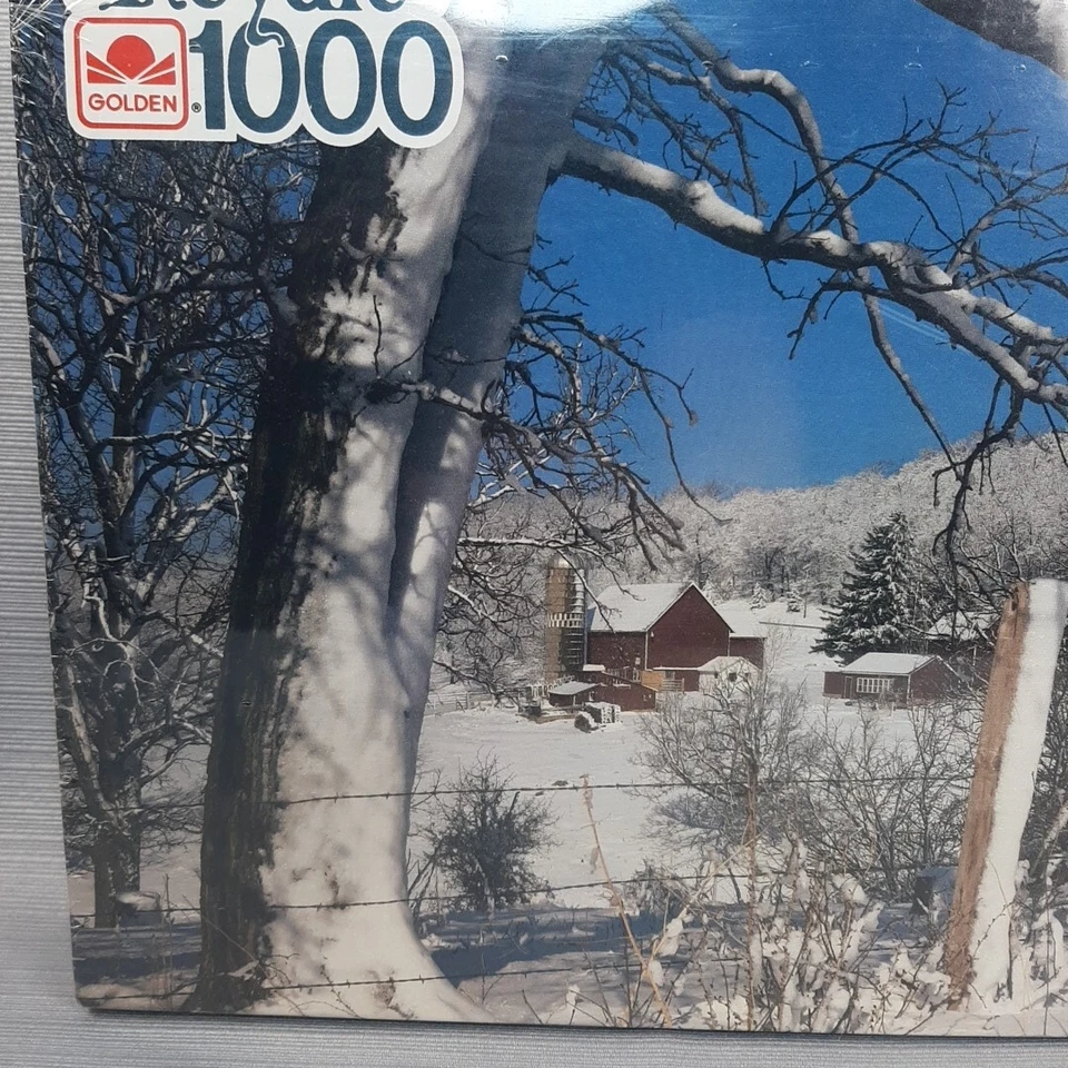 Golden Royale 1,000 Piece Jigsaw Puzzle Landscape Snowy Farm 4777-04 New Sealed - Image 2 of 4