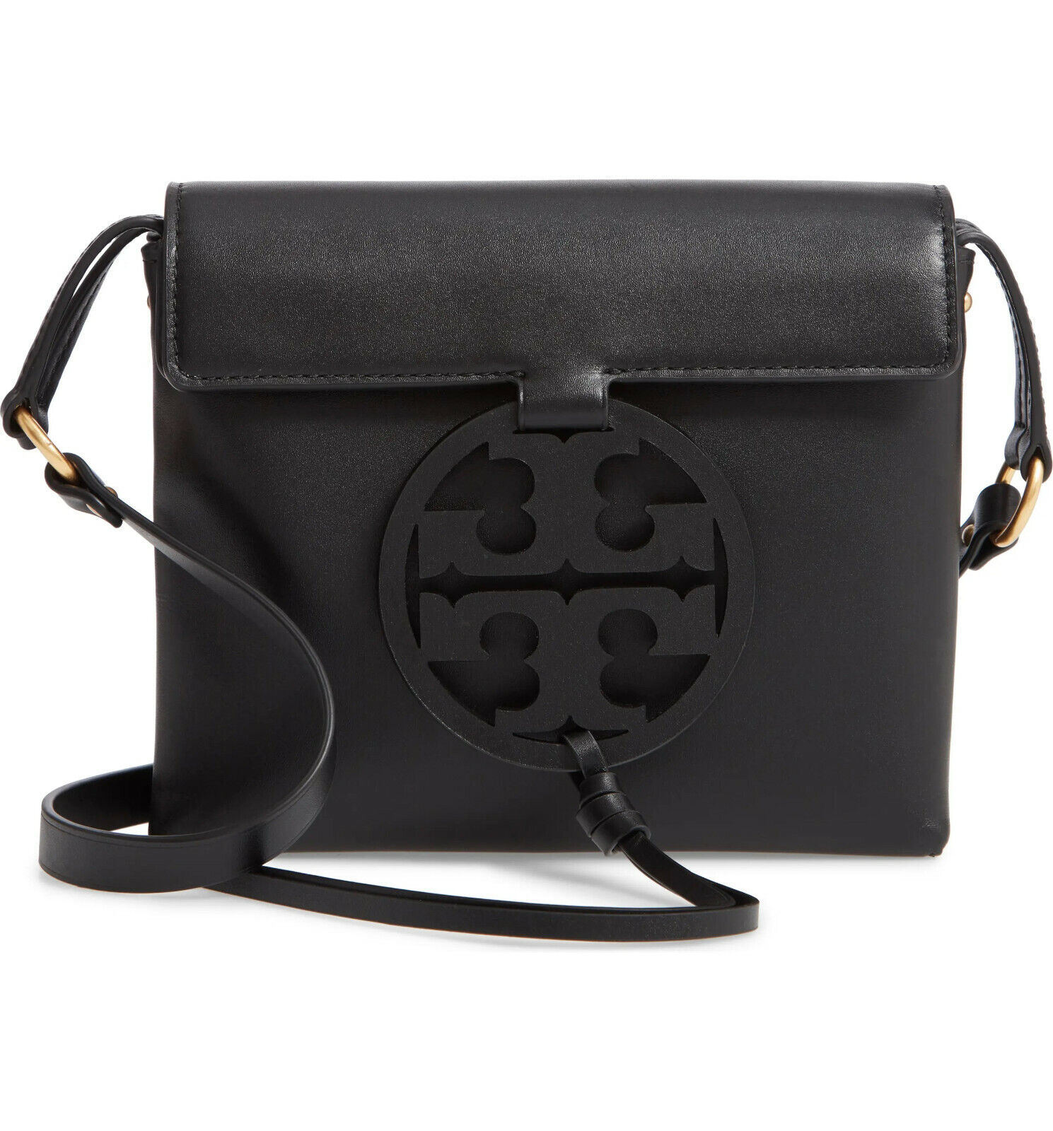 Tory Burch Miller Metal Logo Leather Flap Crossbody Bag In Aged