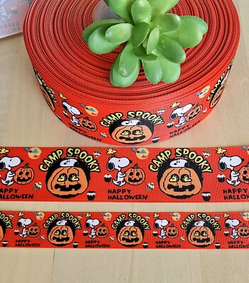 7/8 & 1.5'' (1 YD) Camp Snoopy Halloween Grosgrain Ribbon Charlie Brown