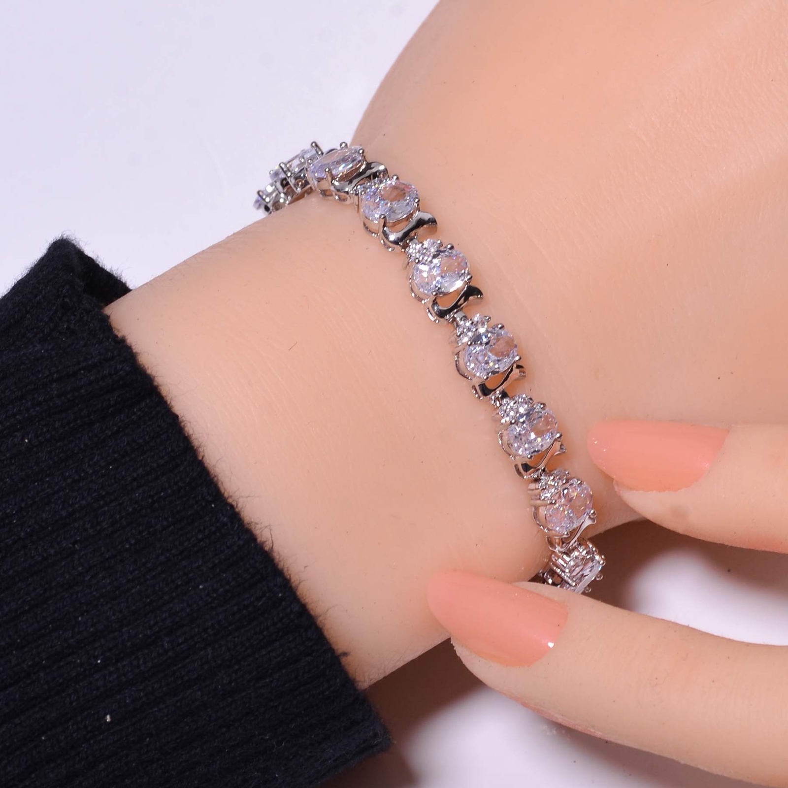 White Topaz & Cubic Zirconia 925 Sterling Silver Tennis Bracelet 7.99