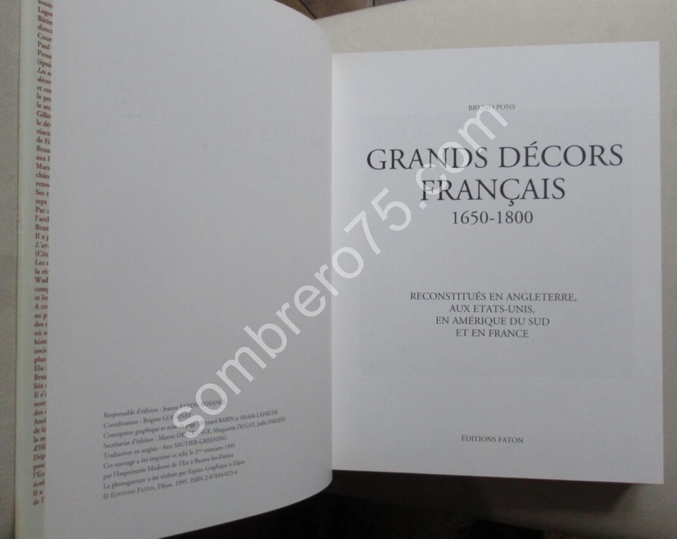 Grands Décors Français 1650-1800. Bruno PONS - Photo 3/4