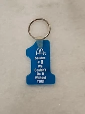Vintage McDonalds #1 Rubber Keychain Key Ring Blue