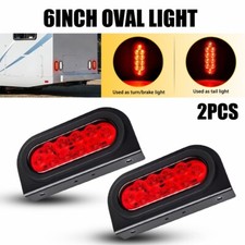 2pcs Red 6 Oval Trailer Lights 12 Led Turn Tail Truck W Mounting Bracket Usa