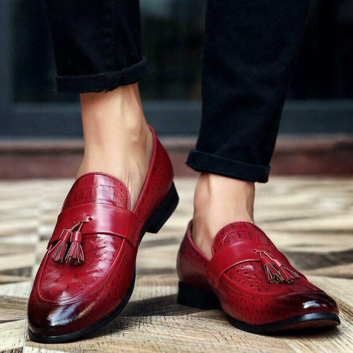 Mens Shoes Pointy Toe Business Dress Formal Shoes Slip On Leather Tassel  Loafers | eBay