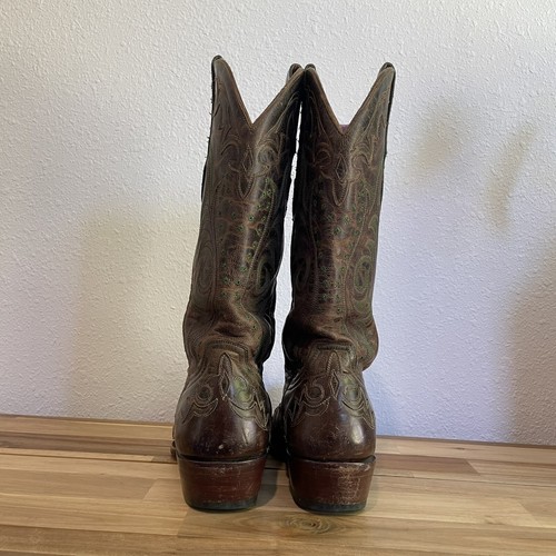 Old Gringo Western Boots Brown Leather Green Flowers Women's Sz 8.5 - Picture 7 of 13