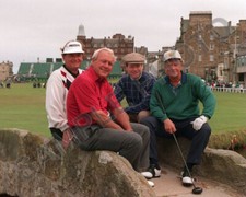 Jack Niclaus, Ray Floyd, Tom Watson And Arnold Palmer At Andrews Bridge Smiling