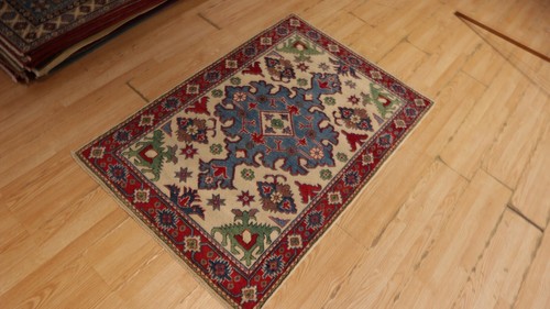 3x5 AFGHAN REFUGEE CAUCASIAN VEGETABLE-DYE HANDMADE-KNOTTED FINE WOOL RUG 586163 - Picture 3 of 9