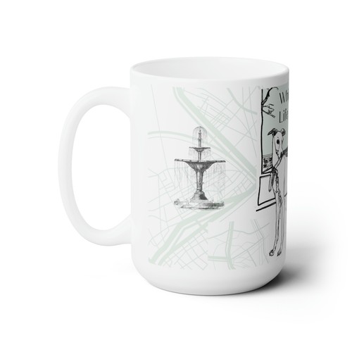 Whippet Life Coffee Mug, Large 15oz Dog Gift Ceramic Original Whippet Paris - Picture 3 of 5