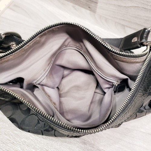 Coach Soho Signature Schultertasche schwarz Hobo Logo Jacquard Lackleder F13740 - Bild 12 von 14