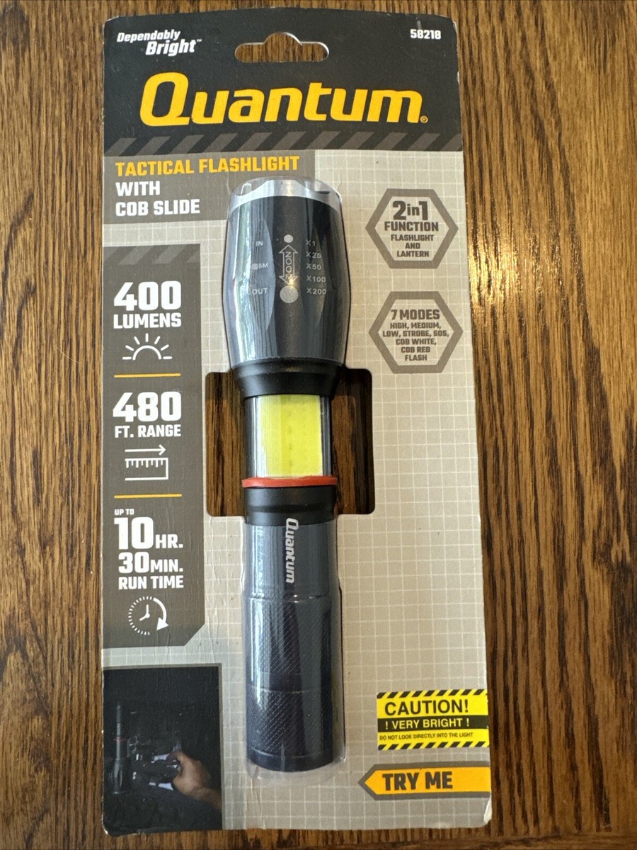 New Quantum Tactical Flashlight with Cob Slide 400 Lumens Magnetic