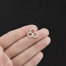 4 Honeycomb Silver Tone Charms - SC524