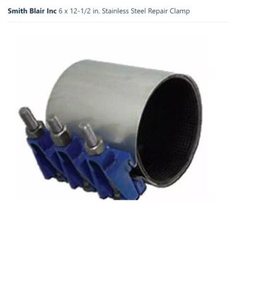 Smith Blair 6'' x 12-1/2'' Stainless Repair Clamp 22600069012000 Full Circle