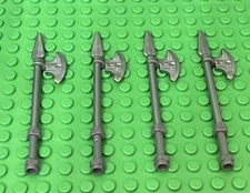 Lego 4 halberd with hilt handle / battle axe / pike / Castle Mini Figures Weapon