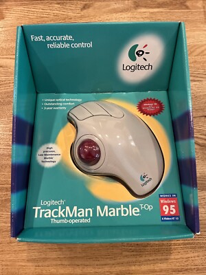 Logitech Trackman Marble+ Plus Mouse - Windows 98 Thumb Operated USA